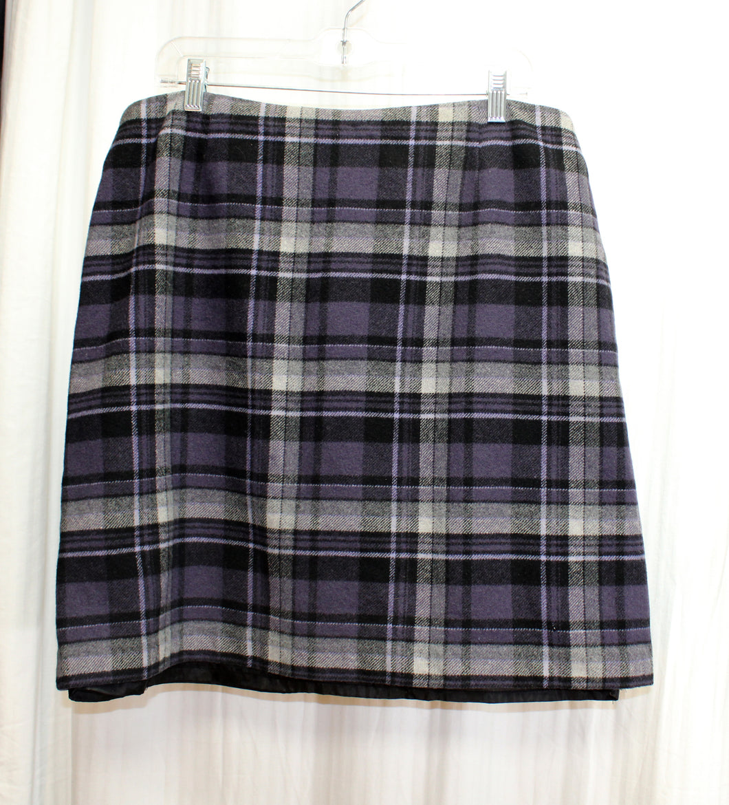 Style & Co - Black, Gray & Purple Wool Blend Skirt - Size 16