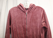 Load image into Gallery viewer, Express - Dusty Rose Hooded, Zip Front Velour Velvet Jumpsuit - Size S