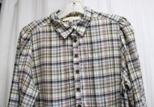 Load image into Gallery viewer, Loft - Flannel, Earth Tone Plaid Long Sleeve Short Dress - Size L Petite