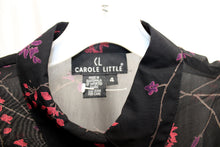 Load image into Gallery viewer, Vintage 90&#39;s - Carole Little - Black Semi Sheer w/ Purple &amp; Purple Flowers - Long Sleeve Blouse - Size 4
