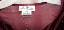 Load image into Gallery viewer, Vintage - J.Marco - Maroon/Burgundy, Velvet &amp; Semi Sheer Long Sleeve Tunic w/ Ribbon Embroidery and &amp;sequin Embellishments - Size S