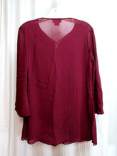 Load image into Gallery viewer, Vintage - J.Marco - Maroon/Burgundy, Velvet &amp; Semi Sheer Long Sleeve Tunic w/ Ribbon Embroidery and &amp;sequin Embellishments - Size S