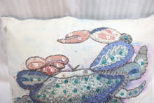 Load image into Gallery viewer, Pier 1 Imports - Coastal / Beach - Watercolor Crab w/ Embroidery &amp; Beading Crab Throw Pillow 19&quot;x13&quot;
