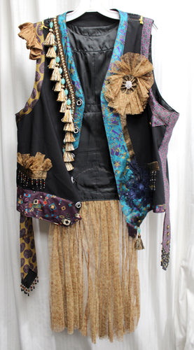 Unique - One of a Kind Art to Wear, Heavily Embroidered, Beaded Embellished Vest - Approx XL 25