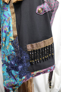Unique - One of a Kind Art to Wear, Heavily Embroidered, Beaded Embellished Vest - Approx XL 25" Chest (pit to pit)