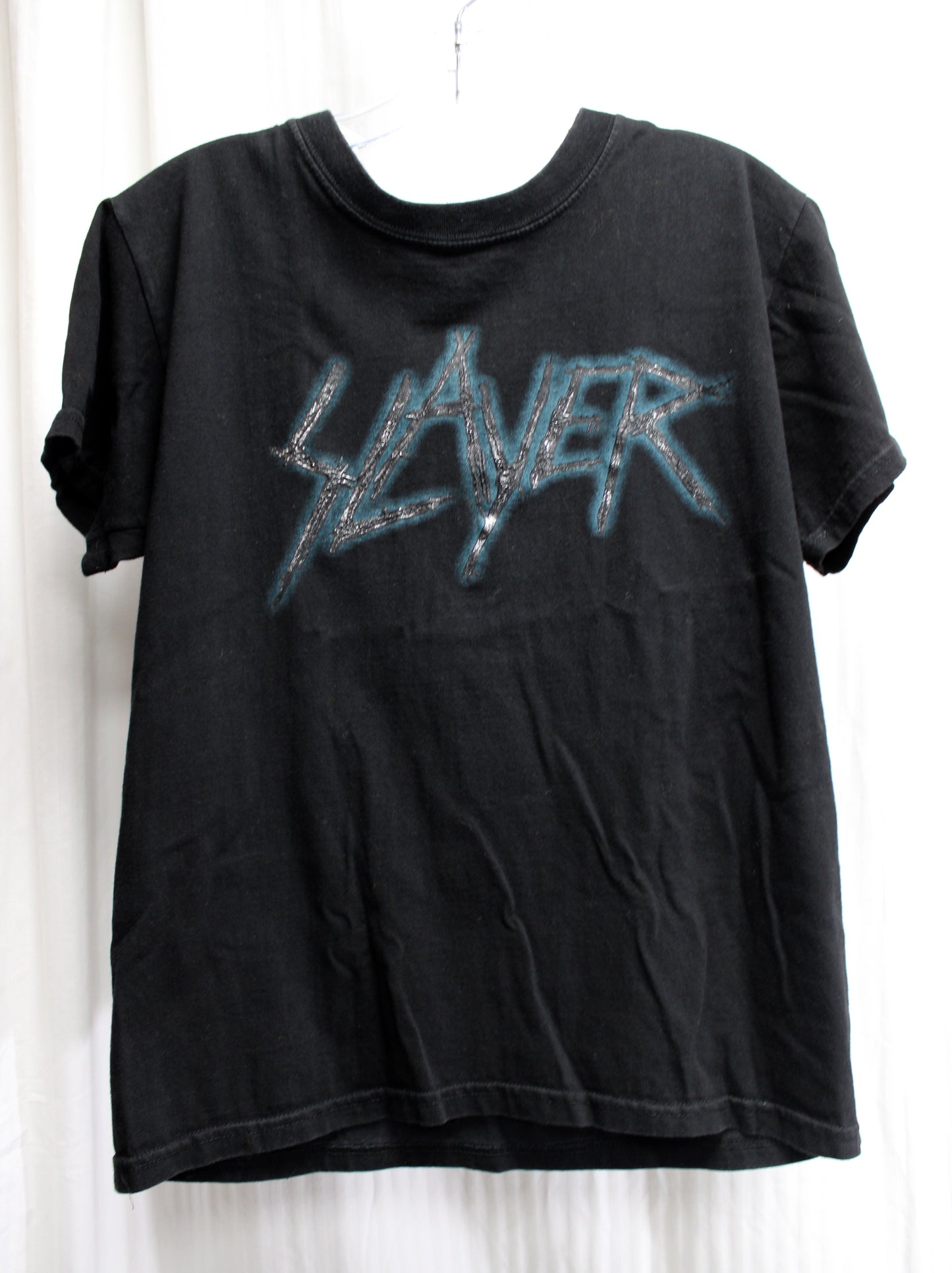 Slayer - Raised Texture w/ Metallic Highlighting, 2 Sided Black T-Shirt - Size S