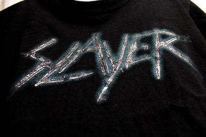 Slayer - Raised Texture w/ Metallic Highlighting, 2 Sided Black T-Shirt - Size S