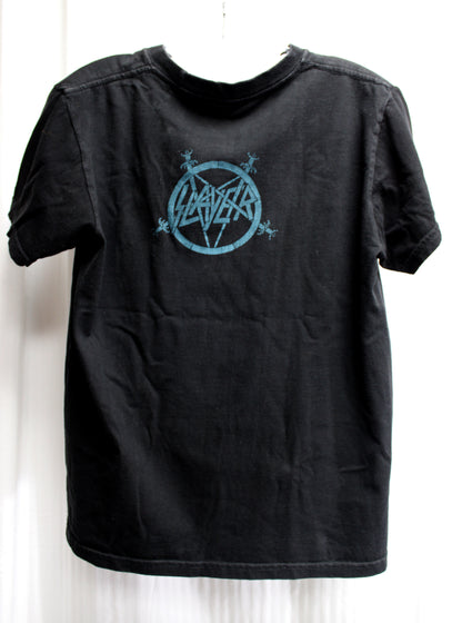 Slayer - Raised Texture w/ Metallic Highlighting, 2 Sided Black T-Shirt - Size S
