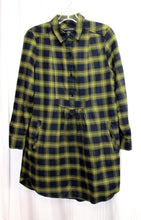 Load image into Gallery viewer, Banana Republic - Army Green &amp; Navy Plaid Flannel Mini Dress w/ Pockets - Size S