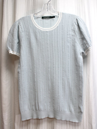 Lauren Ralph Lauren - Light Blue Short Sleeve Light Weight Sweater - Size L