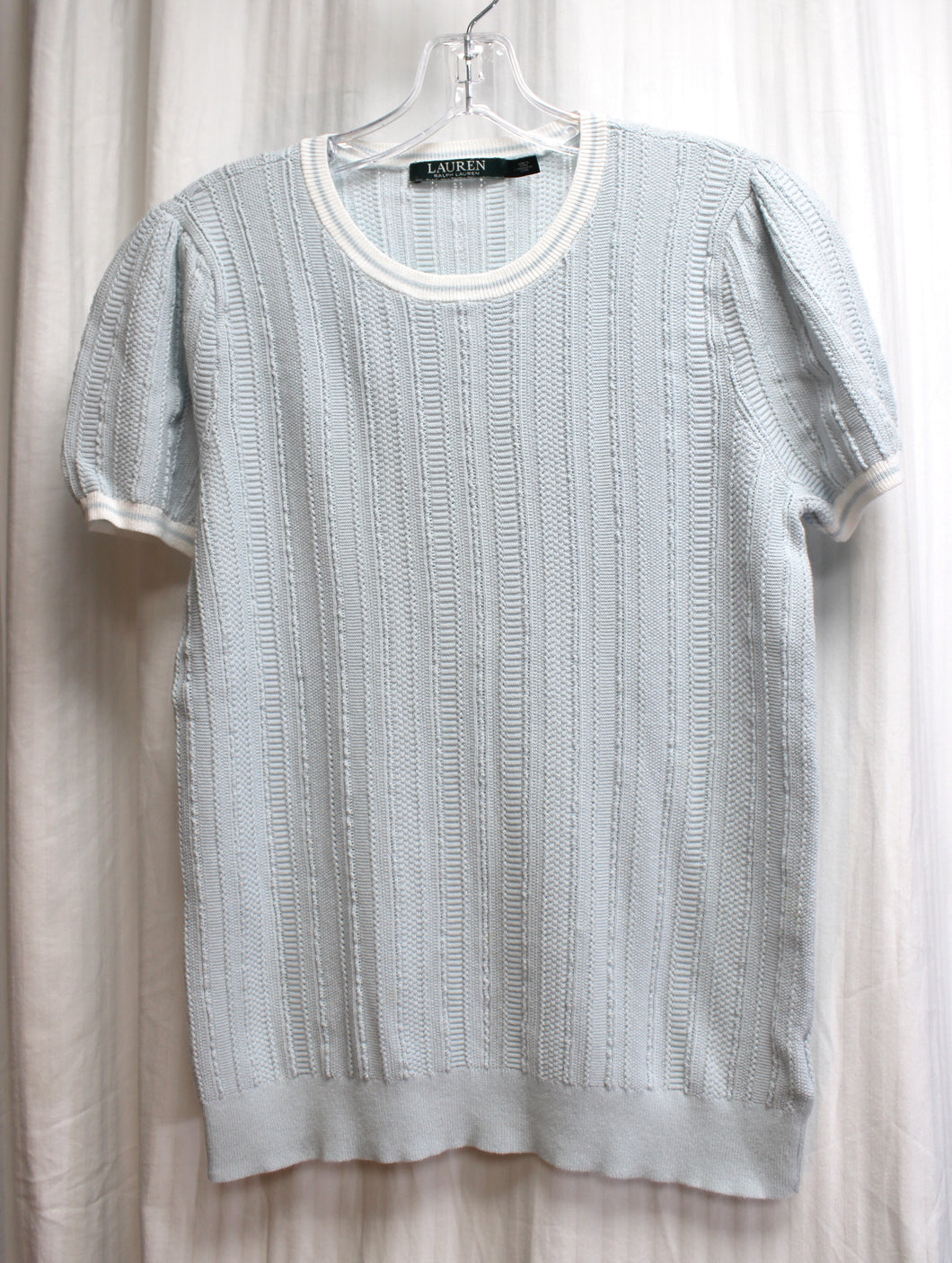 Lauren Ralph Lauren - Light Blue Short Sleeve Light Weight Sweater - Size L