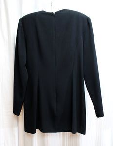Vintage - Sondro - Black Geometric Beading on Chest Tunic Tunic - (See Measurements 17" Shoulders)