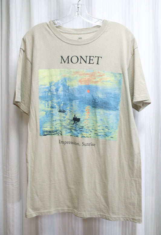 Monet (artist), Impression Sunrise - Tan T-Shirt - Size M