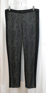 Cop Copine Paris - Black & Contrast Heathered Knit Front Panel Stretch Skinny Trousers - Size 31"  Waist
