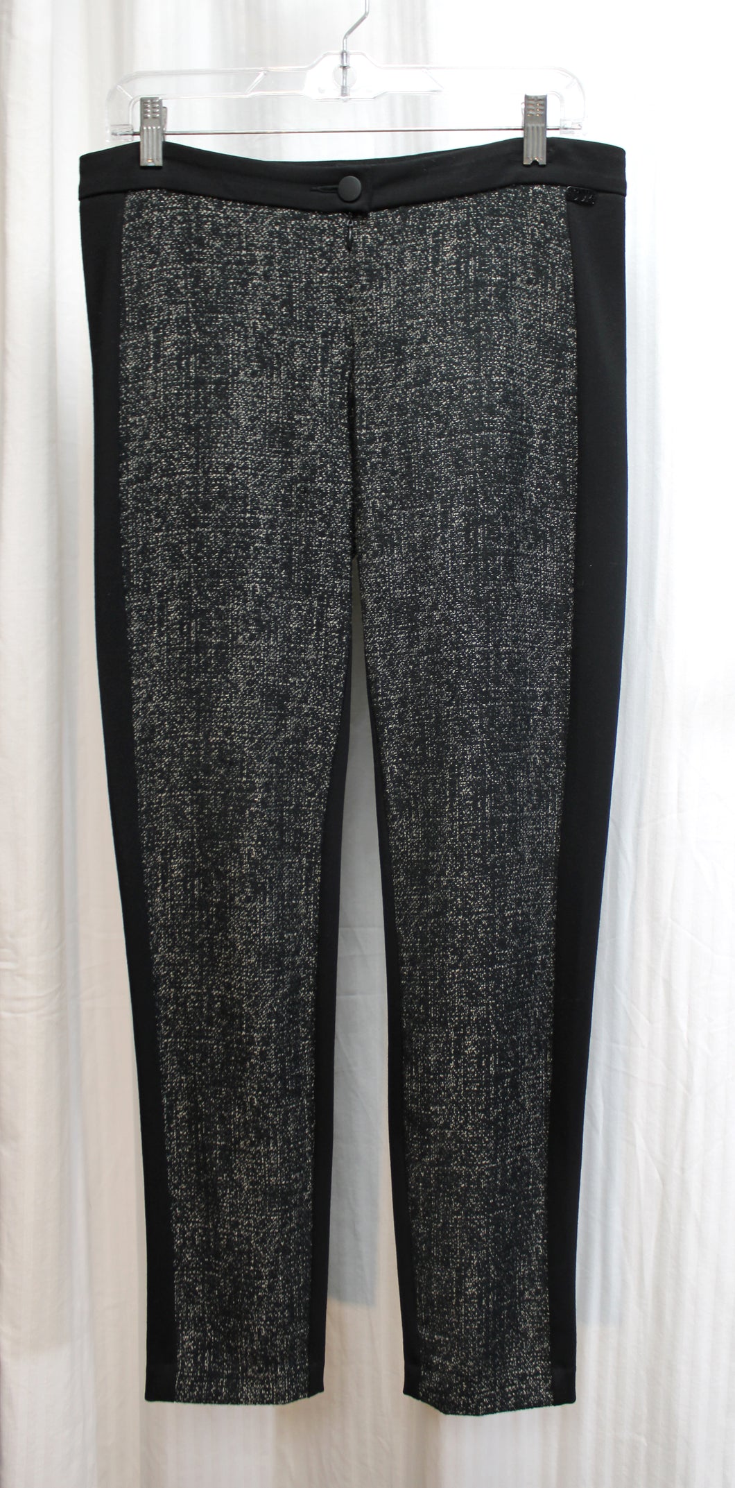 Cop Copine Paris - Black & Contrast Heathered Knit Front Panel Stretch Skinny Trousers - Size 31
