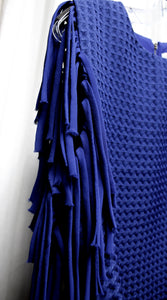 Opaline - Blue Diamond Texture Side Fringe Sheath Mini Dress - Size S (w/ Tags)