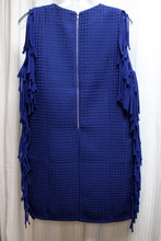 Load image into Gallery viewer, Opaline - Blue Diamond Texture Side Fringe Sheath Mini Dress - Size S (w/ Tags)