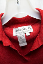 Load image into Gallery viewer, Joseph A. - Silk &amp; Metallic Fleck Red  3/4th Sleeve V Neck Sweater - Size L