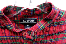 Load image into Gallery viewer, Lands&#39; End -  Collarless Red Plaid Flannel Shirt w/ Pintuck Chest Detail - Size 4 Petite