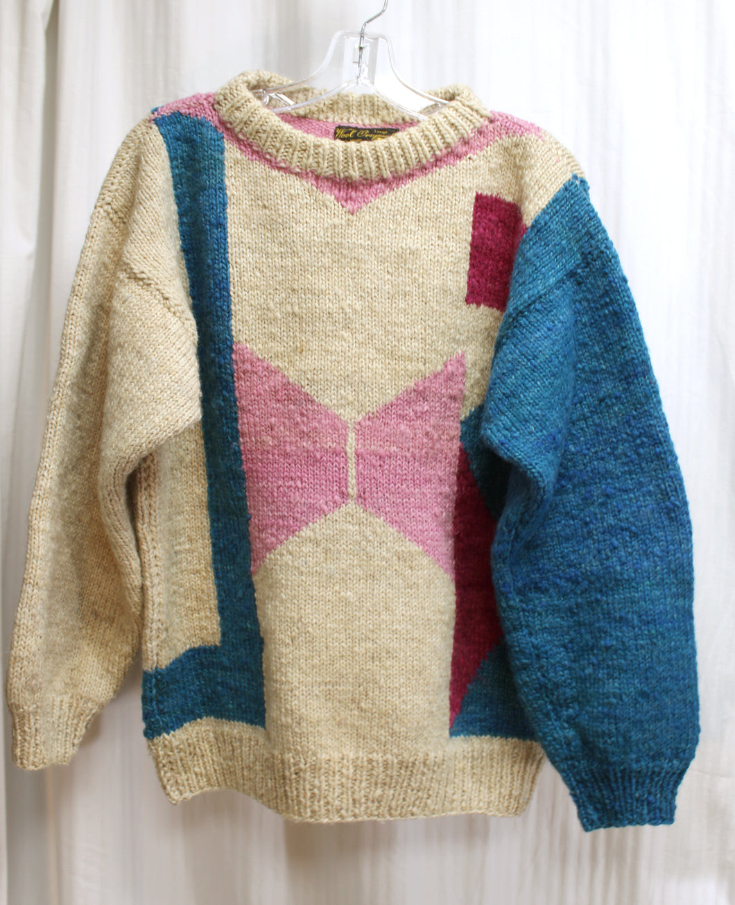 Vintage - Wool Originals - Chunky Geometric Color Block Pullover Wool Sweater - Size L