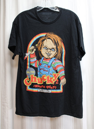 Chucky (Official) Hi, I'm Chucky, Wanna Play? Black T Shirt - Size L