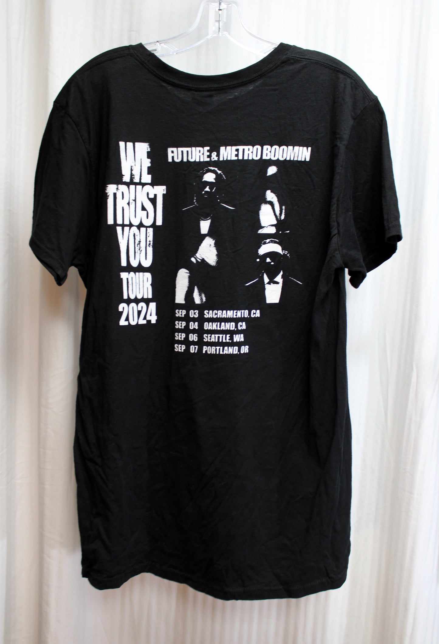 Future & Metro Boomin - We Trust You Tour 2024 (Sacramento, Oakland, Seattle, Portland) - Black T-Shirt - Size L