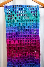 Load image into Gallery viewer, Hand Knitted Vibrant Rainbow Fringed Scarf - 82&quot;