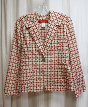 Load image into Gallery viewer, Anne Klein - Natural w/ Red Embroidery, Light Weight Cotton Blazer - Size 10 Petite