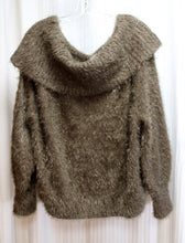 Load image into Gallery viewer, Express - Drab Green - Off/On Shoulder Fuzzy, Bishop Sleeve Soft Sweater - Size L