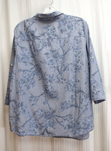 Load image into Gallery viewer, Croft &amp; Barrow - Blue Floral Chambray 3/4th, Button Front Shirt - Size 1X