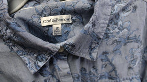 Croft & Barrow - Blue Floral Chambray 3/4th, Button Front Shirt - Size 1X