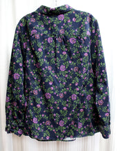 Load image into Gallery viewer, Vintage- Basic Editions - Navy &amp; Purple Floral Cotton Heavyweight Corduroy Pearl Snap Front Shirt - Size 3X