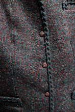 Load image into Gallery viewer, Vintage 1960&#39;s - Madame Runge (Canada) - Brick Red &amp; Blue Heathered Wool Blend w/ Braided Stitch Hem Detailing Jacket - See Measurements 20&quot; Chest (pit to pit)