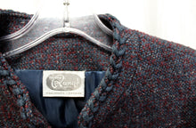 Load image into Gallery viewer, Vintage 1960&#39;s - Madame Runge (Canada) - Brick Red &amp; Blue Heathered Wool Blend w/ Braided Stitch Hem Detailing Jacket - See Measurements 20&quot; Chest (pit to pit)