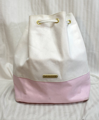 Juicy Couture - Pink & White Shimmer Bow Drawstring Bucket Back Pack
