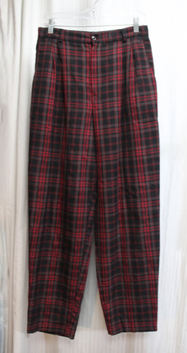 Vintage - Stephanie Andrews - Red Black & Gray Plaid Trousers - Size 12 (Vintage - 29