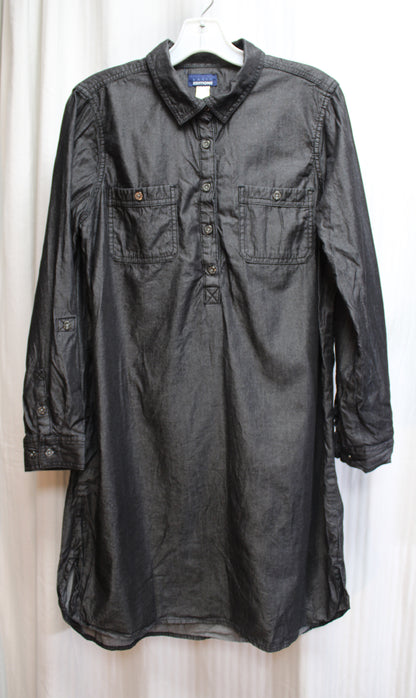 Basic Editions - Black Silky Chambray Shirt Dress - Size L