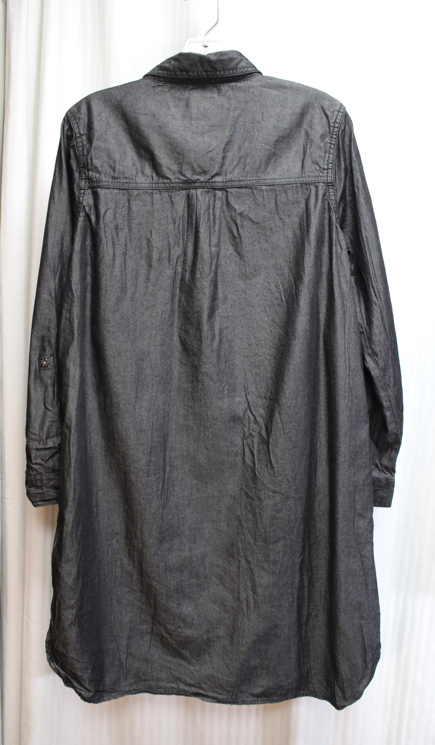 Basic Editions - Black Silky Chambray Shirt Dress - Size L