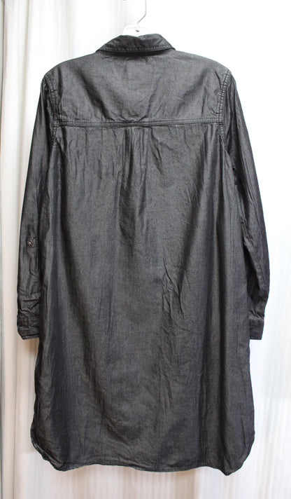 Basic Editions - Black Silky Chambray Shirt Dress - Size L