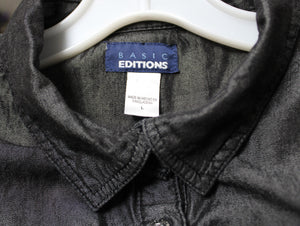 Basic Editions - Black Silky Chambray Shirt Dress - Size L