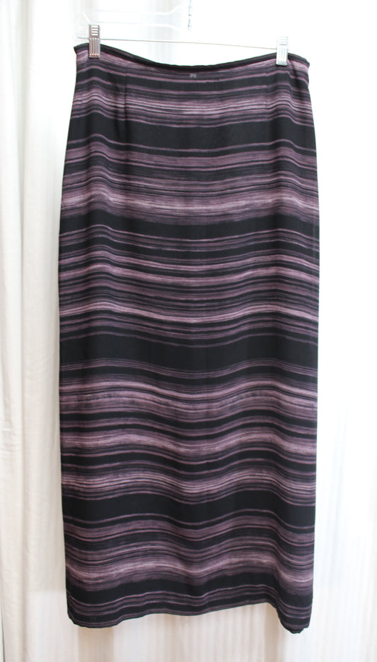 Liz Claiborne - Purple & Black Varying Size Stripe A-Line Maci Skirt - Size 8