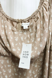 And Now This - "Fall Dress Almond Floral" Empire Waist Dress - Size 1X