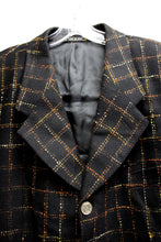 Load image into Gallery viewer, Men&#39;s - Zanetti - Moda Biella Super 100&#39;s Wool - Black w/ Orange/Yellow Check Blazer Jacket - Size 48