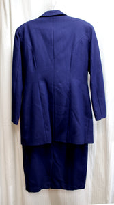 Vintage - January Young - Royal Blue Wool Skirt Suit w/ Fur, Embroidery & Bead Details - Size 9