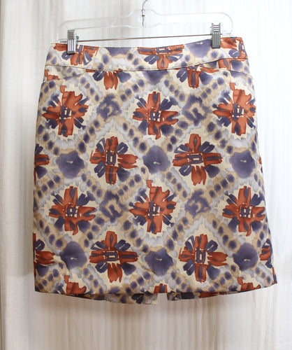 Banana Republic - Tan, Brown & Navy Abstract Floral Short Skirt - Size 6