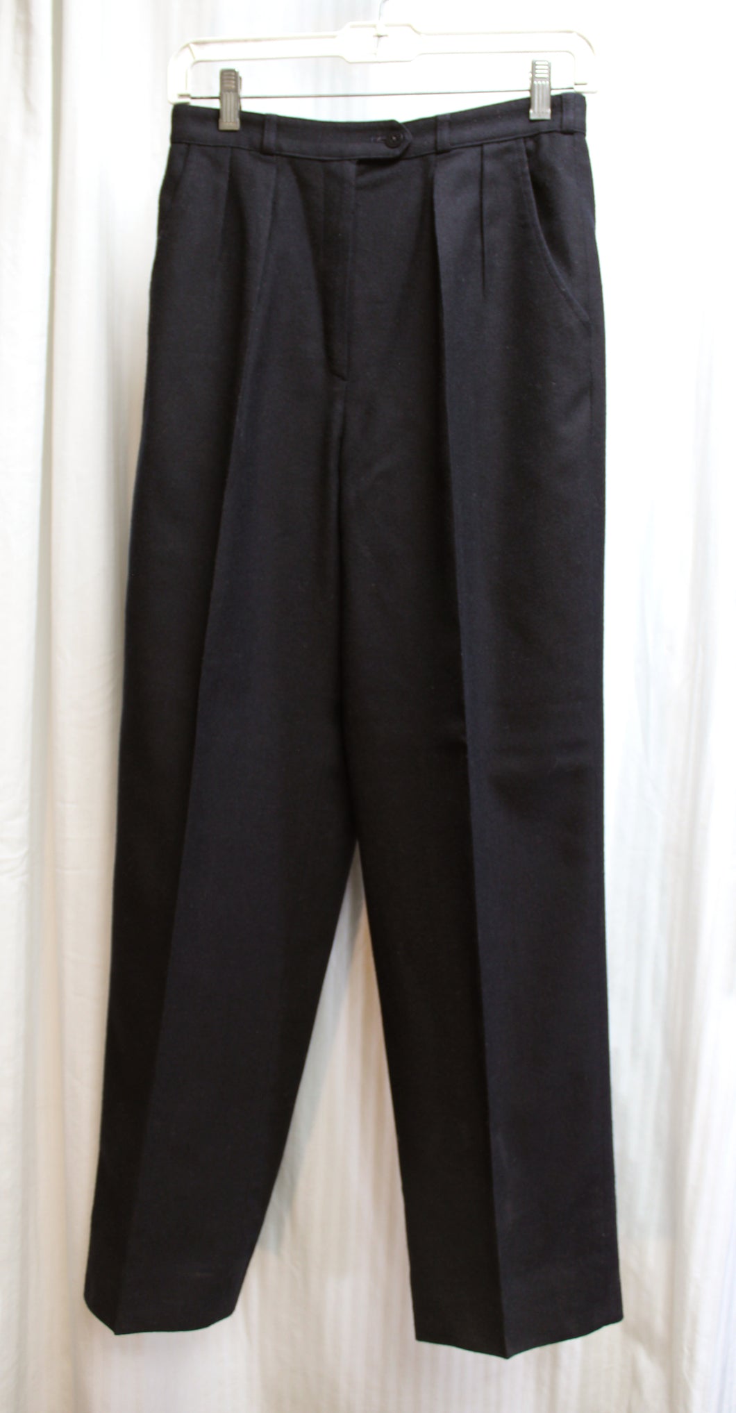 Giorgio Sant'Angelo - Black Wool Creased Pleat Front Pants - Size 8