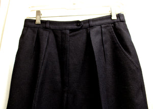 Giorgio Sant'Angelo - Black Wool Creased Pleat Front Pants - Size 8