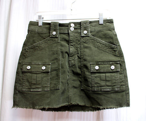 American Eagle - Olive Green Corduroy Utility Cargo Mini Skirt - Size 4