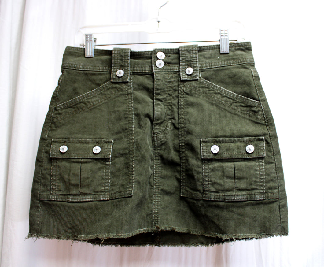 American Eagle - Olive Green Corduroy Utility Cargo Mini Skirt - Size 4