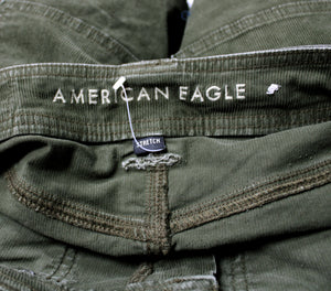 American Eagle - Olive Green Corduroy Utility Cargo Mini Skirt - Size 4